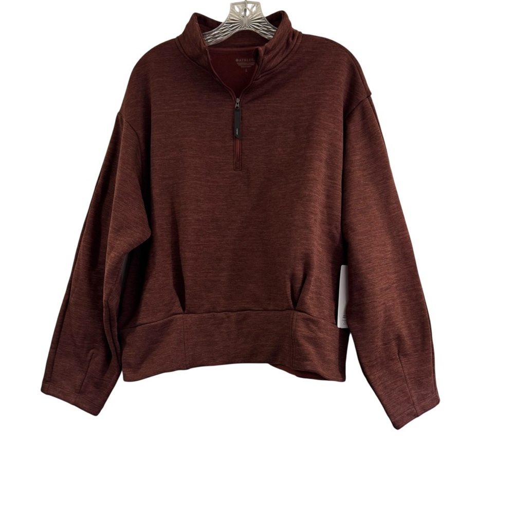 ATHLETA Altitude Polartec Half Zip Sweatshirt Size L  Mahogany Heather #427880